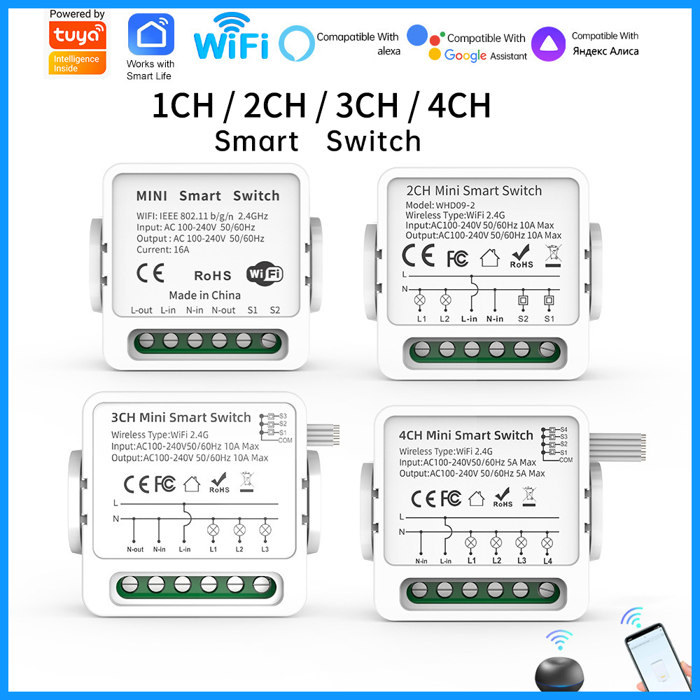 Smart Light Switch Wifi - Interruptor Inteligente WiFi Tuya de 1/2/3/4
