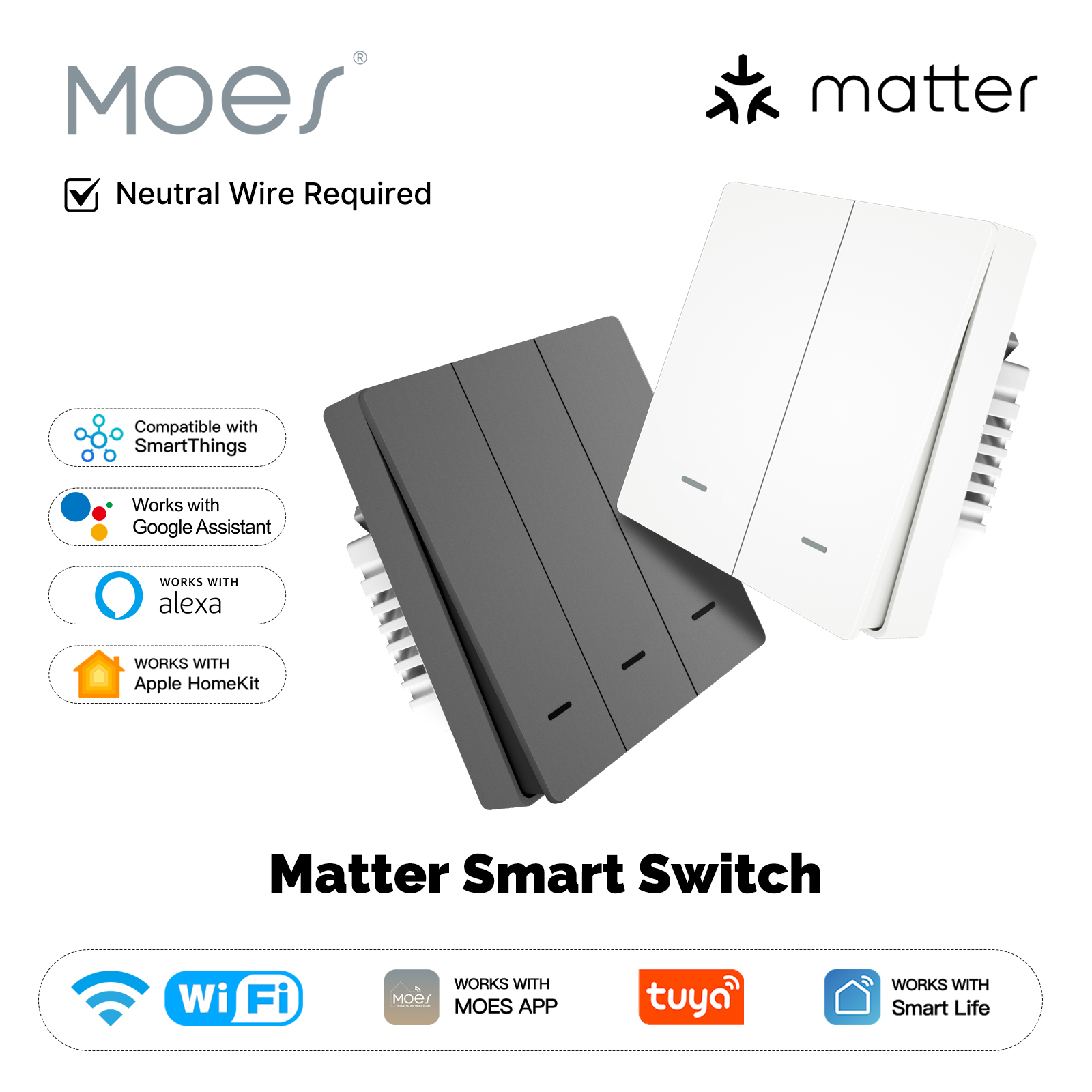 MOES Matter Tuya WiFi interrup - Smart Light Switch Wifi reseña y precio